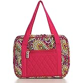 DIWI Quilted Bible Cover Extra Large Sizes 11.25 X 8.25 X 2.75 Inches Bible Tote Good Book Case (XL, C2 Magenta Paisley)