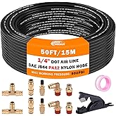 CheeMuii 50 FT DOT Air Line With Brass Fittings Kit for Air Bags Suspension - 1/4" Service Kit With Inflation Schrader Valves