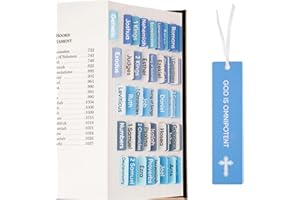 Morjor Bible Tabs for Women and Men, Blue Theme, 75 Large Print Bible Tabs & 1 Bookmark, Laminated Bible Book Tabs for Study Bible, Easy Navigation, Easy-to-Read Sans Serif Type
