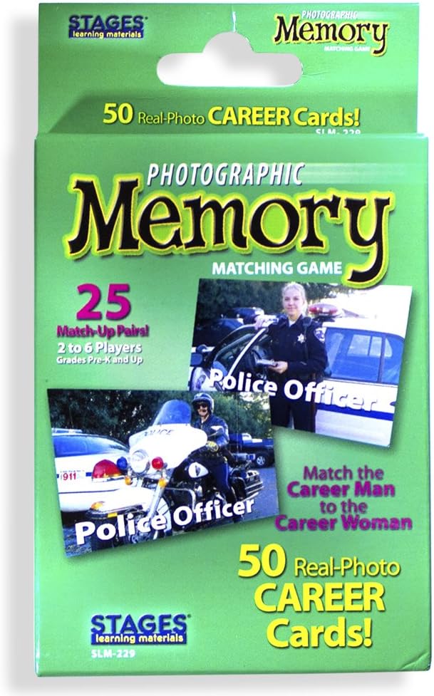 Stages Learning Materials Picture Memory Careers Card Game, Green, Size 5 x 3
