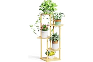 MUDEELA Plant Stand Indoor, 5 Tier Tall Plant Shelf Plant Holders, Bamboo Plant Stands Corner Plant Stand for Multiple Plants for Indoor, Outdoor, Corner, Balcony, Living Room and Bedroom