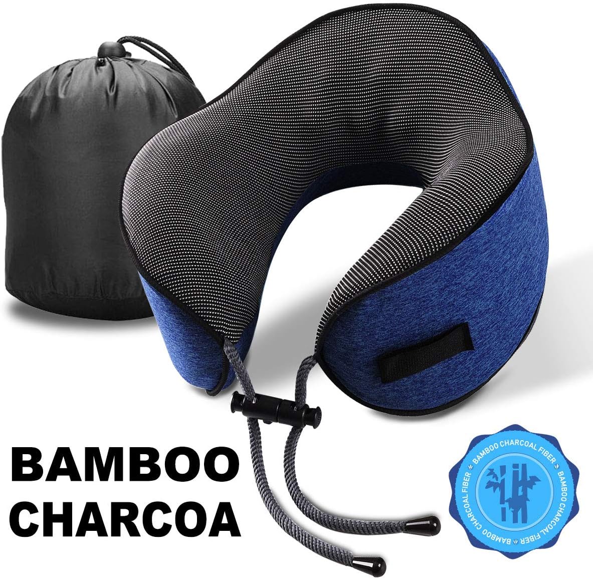 Travel Pillow, 100% Pure Memory Foam Neck Pillow for Airplane, Car, Super Soft Comfortable Sweat-absorbing Pillow with Portable Washable Coat, Ergonomic Design(Dark blue)