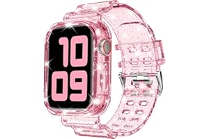 DABAOZA Compatible for Clear Apple Watch Band with Bumper Case 49mm 46mm 45mm 44mm 42mm 41mm 40mm 38mm, Women Men Glitter Bling TPU Sport Strap for iWatch SE Ultra 3 2 Series 11 10 9 8 7 6 5 4 3 2 1
