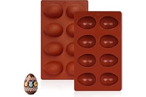 Ishua 8-Cavities Silicone Molds Set of 2 Easter Silicone Egg Mold Baking Supplies for Chocolate Cake Decorating Candy (2, Bri