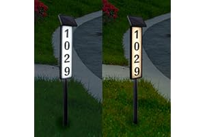ATDAWN Solar Lighted House Address Numbers Sign, Solar Powered House Numbers Light, LED Illuminated Outdoor Address Plaque for Home Yard Garden House