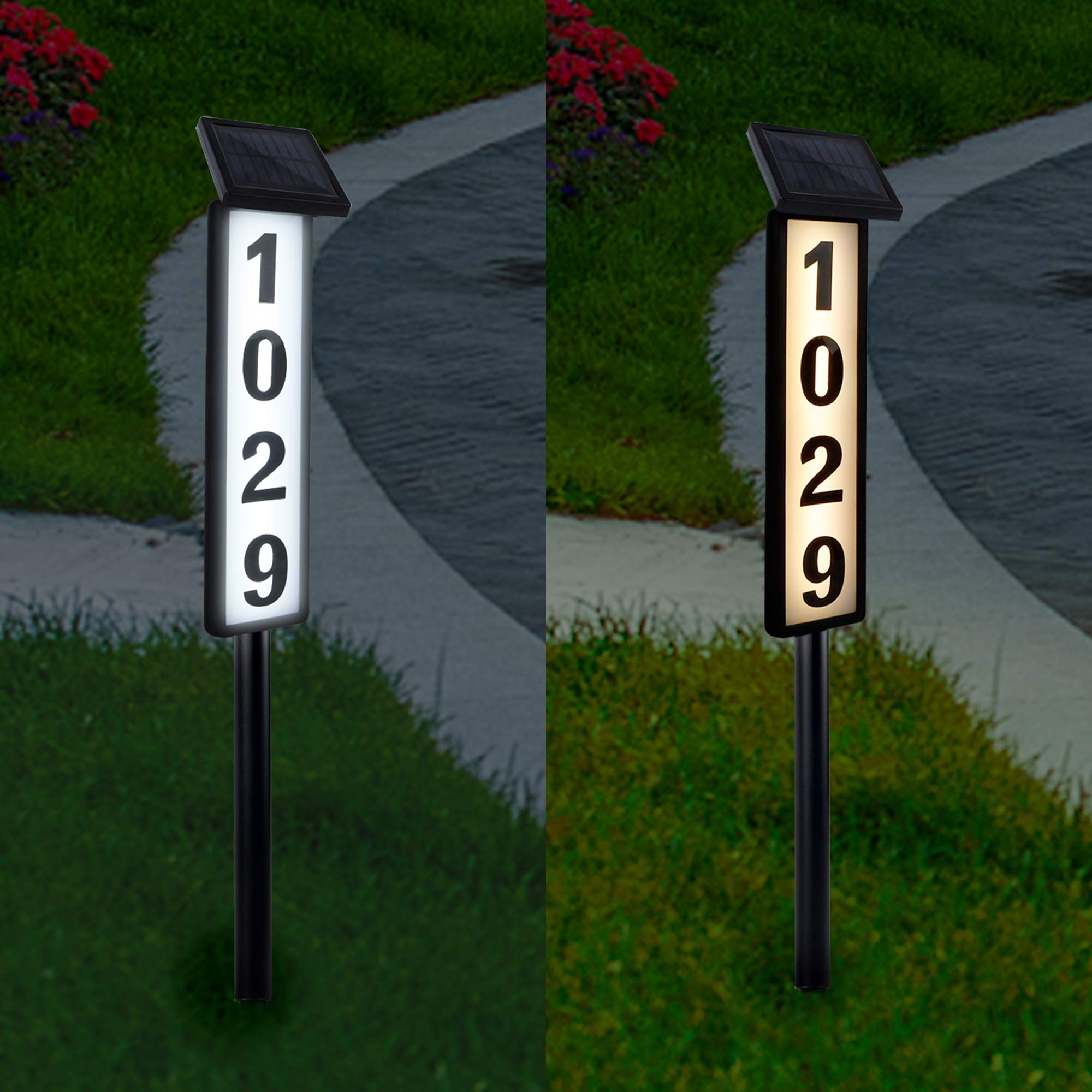 Photo 1 of ATDAWN Solar Lighted House Address Numbers Sign, Solar Powered House Numbers Light, LED Illuminated Outdoor Address Plaque for Home Yard Garden House