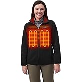 ORORO [Upgraded] Women’s 4-Zone Fleece Heated Jacket with Heated Collar, Heating Fleece Jacket with Rechargeable Battery