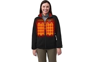 ORORO [Upgraded] Women’s 4-Zone Fleece Heated Jacket with Heated Collar, Heating Fleece Jacket with Rechargeable Battery