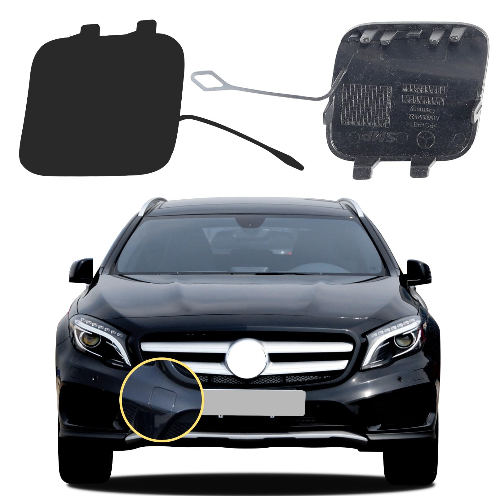 Photo 1 of Car Front Bumper Tow Hook Cover Compatible with Mercedes-Benz GLA GLA200 GLA250 GLA260 2012 2013 2014 2015 2016 with AMG Line Package Edition Trailer Cover Cap 1568854922 Small Lid Towing Eye Cap