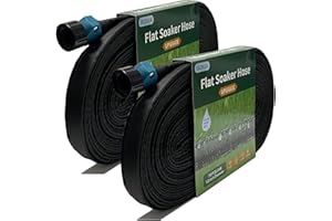 Secbulk 2025 Flat Soaker Hose 150 ft for Garden, 150' (75ft x 2) Linkable Drip Hose Diy Garden Irrigation System Saving 80% Water, Dual-layer Leak-free Design Water Hose with Holes