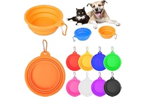PROLOSO 9 Pcs Collapsible Dog Bowl Foldable Expandable Silicone Cup Dish for Pet Cat Food Water Feeding Portable Travel Bowl with Carabiner