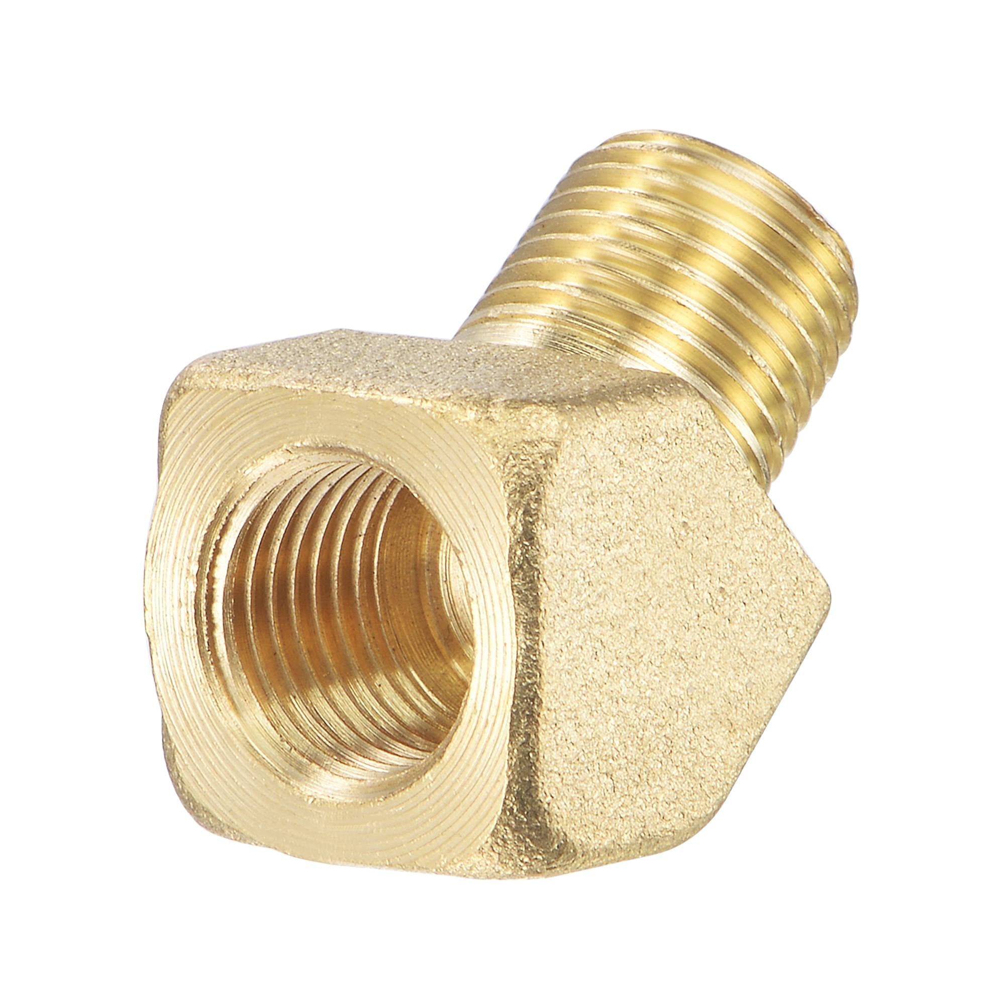 sourcing map Brass Hose Fitting Elbow 1/8 NPT Male to Female Thread 45 Degree Angle Pipe Connector Adapter
