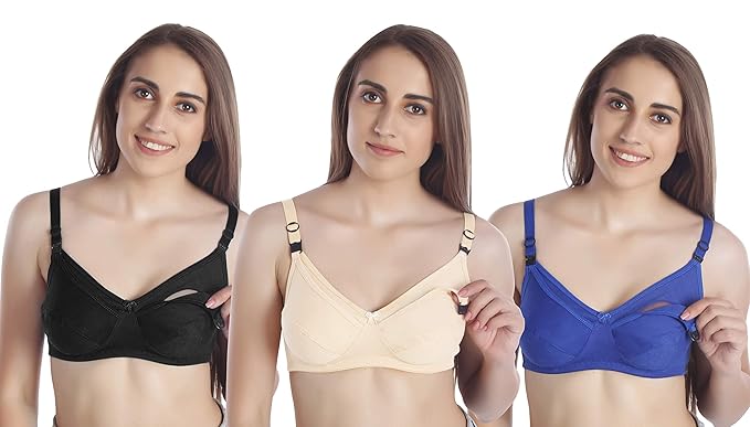 Seamed Breastfeeding Nursing Maternity Bra for Women's Combo (Pack of 3)