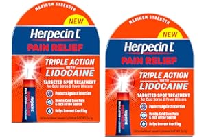 Herpecin-L Pain Relief Triple Action with Lidocaine Cold Sore and Fever Blister Treatment, 0.15 oz (2 Pack)
