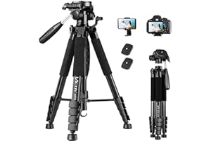 VICTIV 74” Camera Tripod, Tripod for Camera and Phone, Aluminum Professional Tripod Stand for Canon Nikon with Carry Bag and Phone Holder, Compatible with DSLR, iPhone, Spotting Scopes, Max Load 9.5Lb