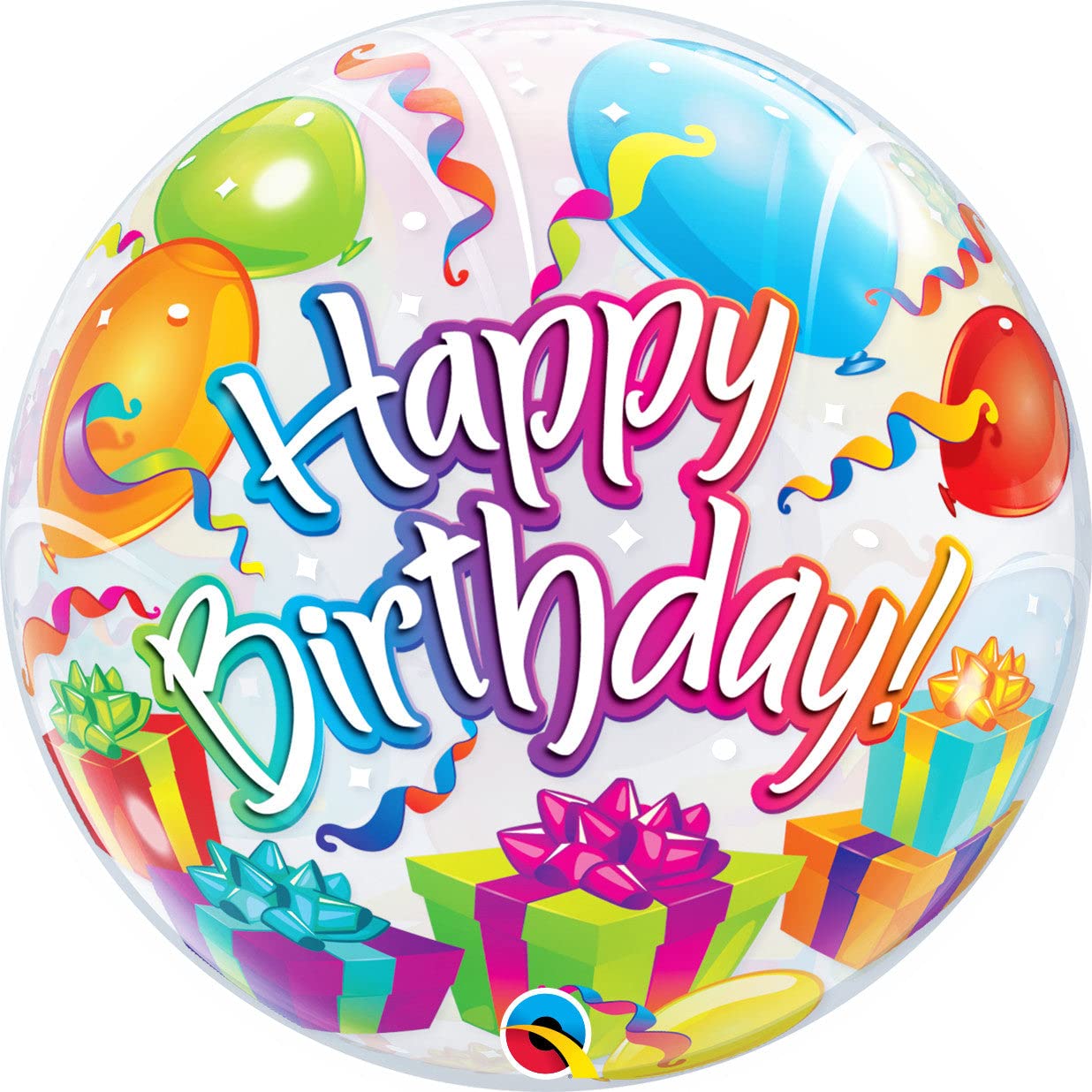 Qualatex 65407 "Single Bday Surprise 1" Bubble Balloon, 22-Inch