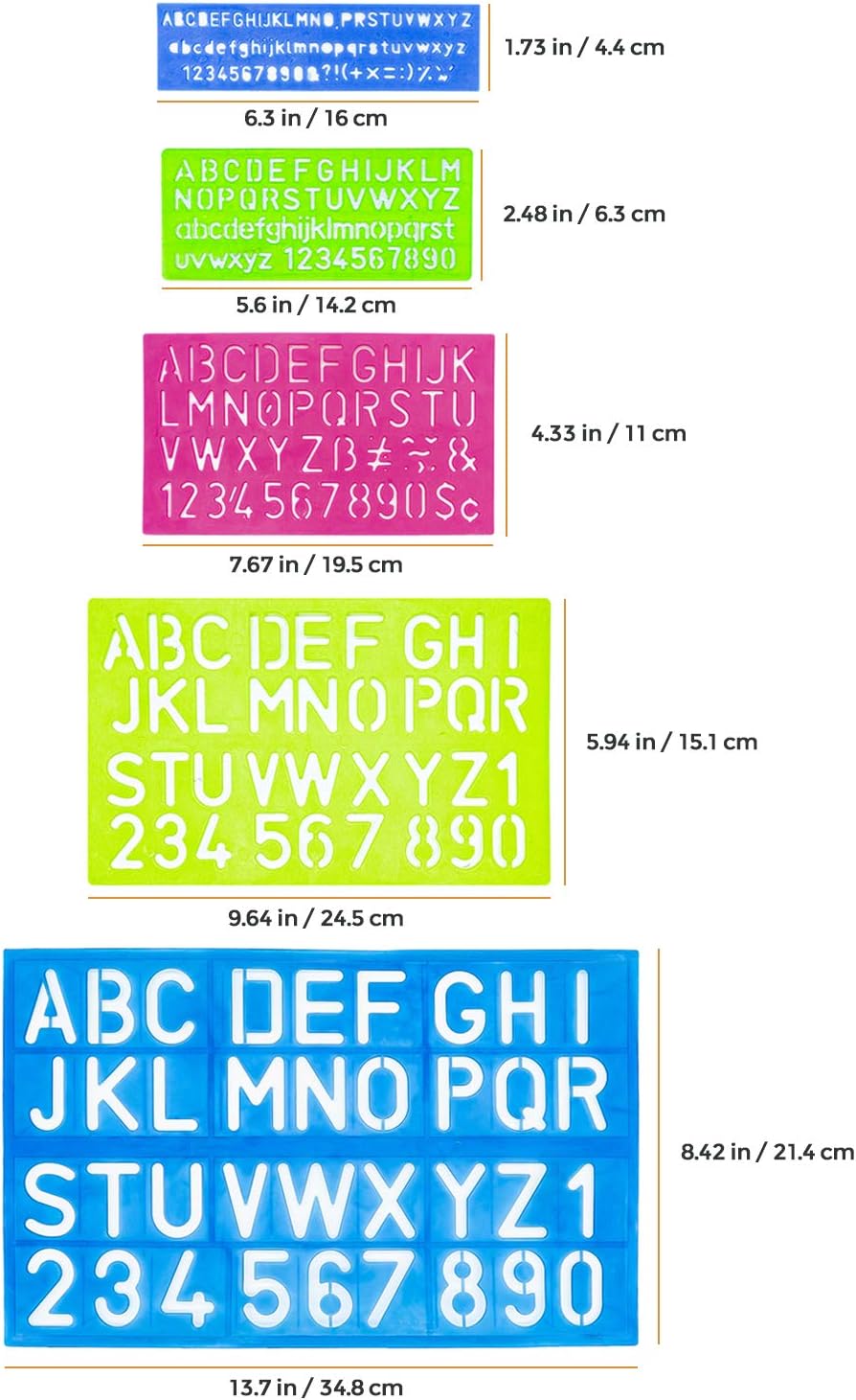 Nicpro 5 PCS Letters and Numbers Stencils, Small PVC ABC Templates – BigaMart