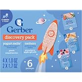 Gerber Stage 3 Baby Snacks Discovery Variety Pack, 6 Pack | Stage 3 baby snacks discovery pack; yogurt melts and teething wafers; 6 pack