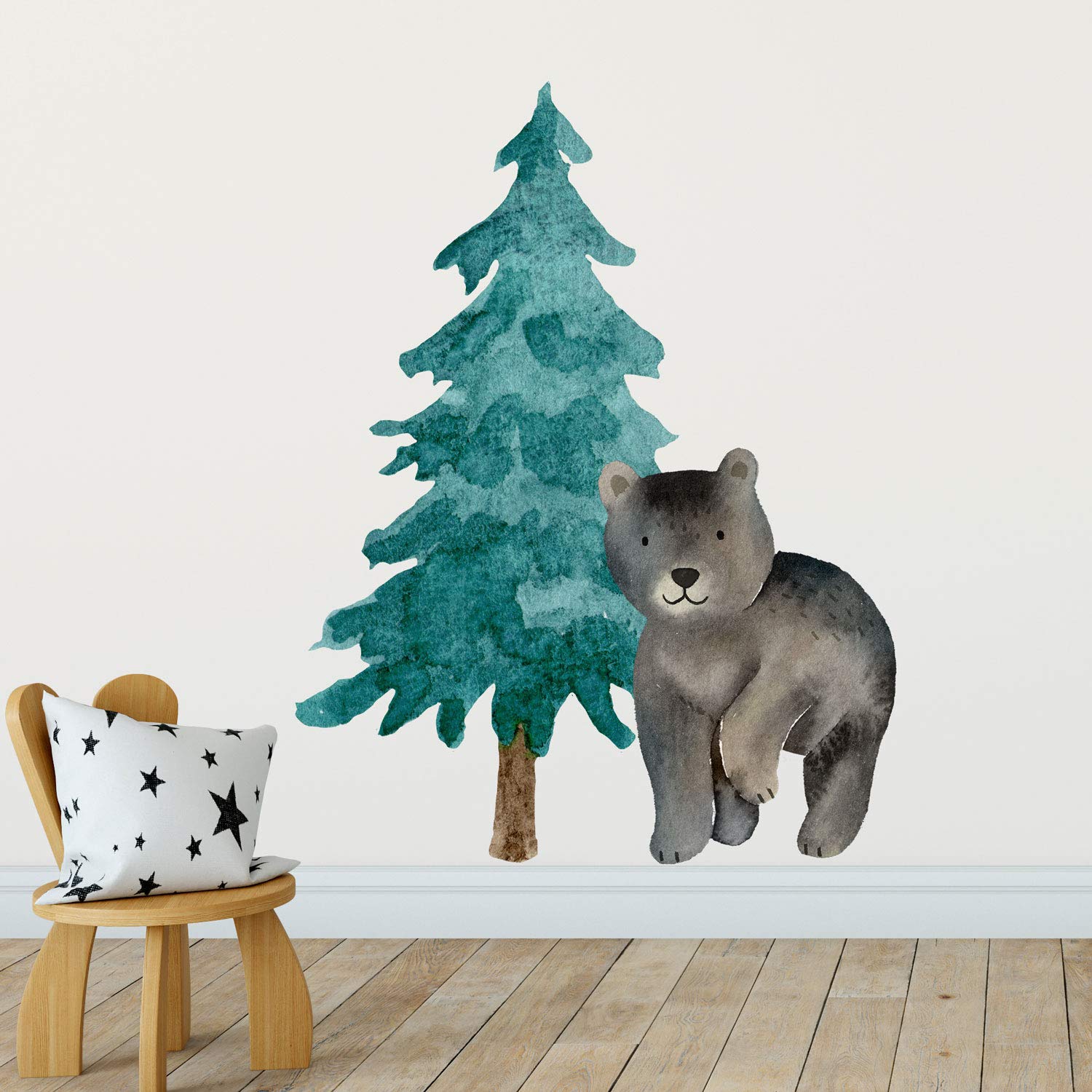 Forest bear wall sticker (Option 1) | Woodland wall stickers | Perfect for decorating a child's bedroom with a woodland theme