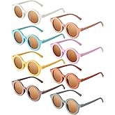 Weewooday 8 Pack Round Sunglasses for Kids Toddler Cute Polarized Colorful Glasses for Party Beach Girls Boys Age 3-10