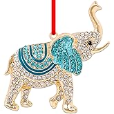 WhatSign Blue Elephant Christmas Ornament - Metal Ornament for Christmas Tree Friendship Sisterhood Decorations Hanging Ornament Keepsake Gifts for Kids Girls