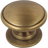 Cosmas 10 Pack 4702BAB Brushed Antique Brass Knob 1-1/4 Inch Diameter | Wide Base Design | Kitchen, Bathroom &amp; Dresser Hardware