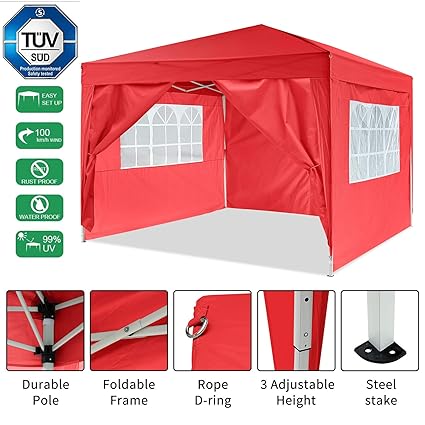 Bunao Garten 3X3M Wasserdicht Pavillon Partyzelt/Faltpavillon/Gartenpavillon/Gartenlauben/Party-Und Festzelt/Camping-Und Fest