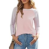 Cnlinkco Raglan Shirt Women 3/4 length Sleeve Tops Baseball Shirt Casual Crewneck Jersey T Shirts Color Block Basic Tees