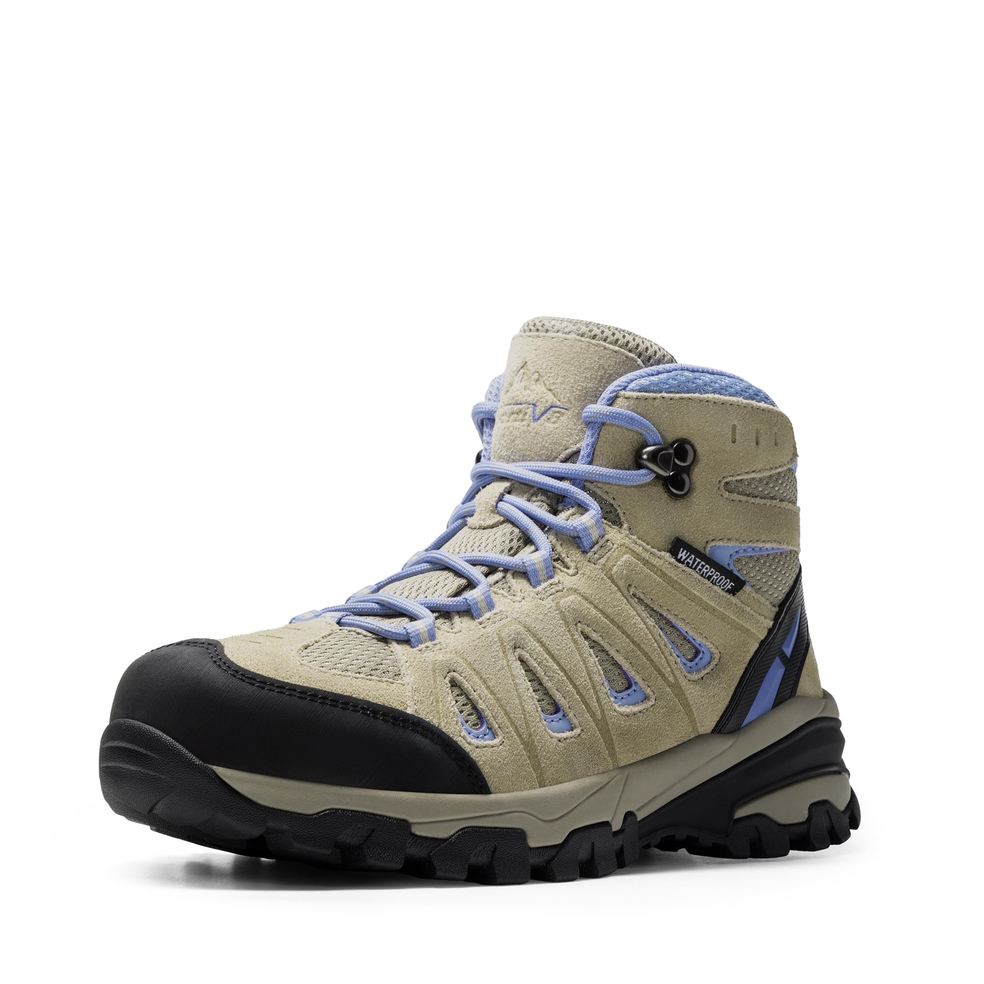 Photo 1 of ***(HEAVILY USED/ MINOR DAMAGE)***NORTIV 8 Women's Waterproof Hiking Boots Outdoor Trekking Camping Trail Hiking Boots Size 8 M US SNHB211W, BEIGE/PURPLE