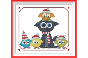 Maydear Cross Stitch Kits Stamped Full Range of Embroidery Starter Kits for Beginners DIY 11CT 3 Strands - Animals Christmas 15×13(inch)