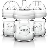 Philips Avent Natural Glass Baby Bottles, 4 Ounce (3 Pack)
