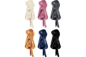 Tatuo 6 Pieces Stretchable Luxury Velvet Durag Cap Straps Headwraps with Long Tail and Wide Straps