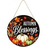Fall Door Welcome Sign for Home Decor Hanger | Door Sign 12x12 Inch Autumn Wood Door Hanger Farmhouse Thanksgiving Hanging Plaque for Home Wall Indoor Outdoor Decorations