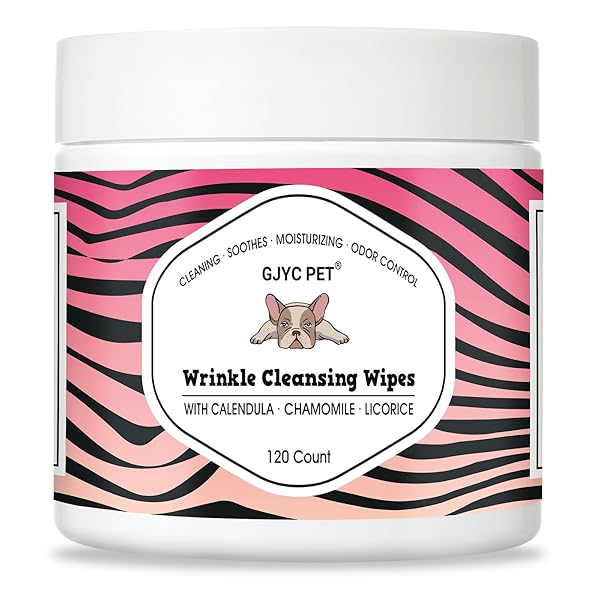 NATURAL WRINKLE WIPES FOR DOGS, 120 COUNT, HYPOALLERGENIC...