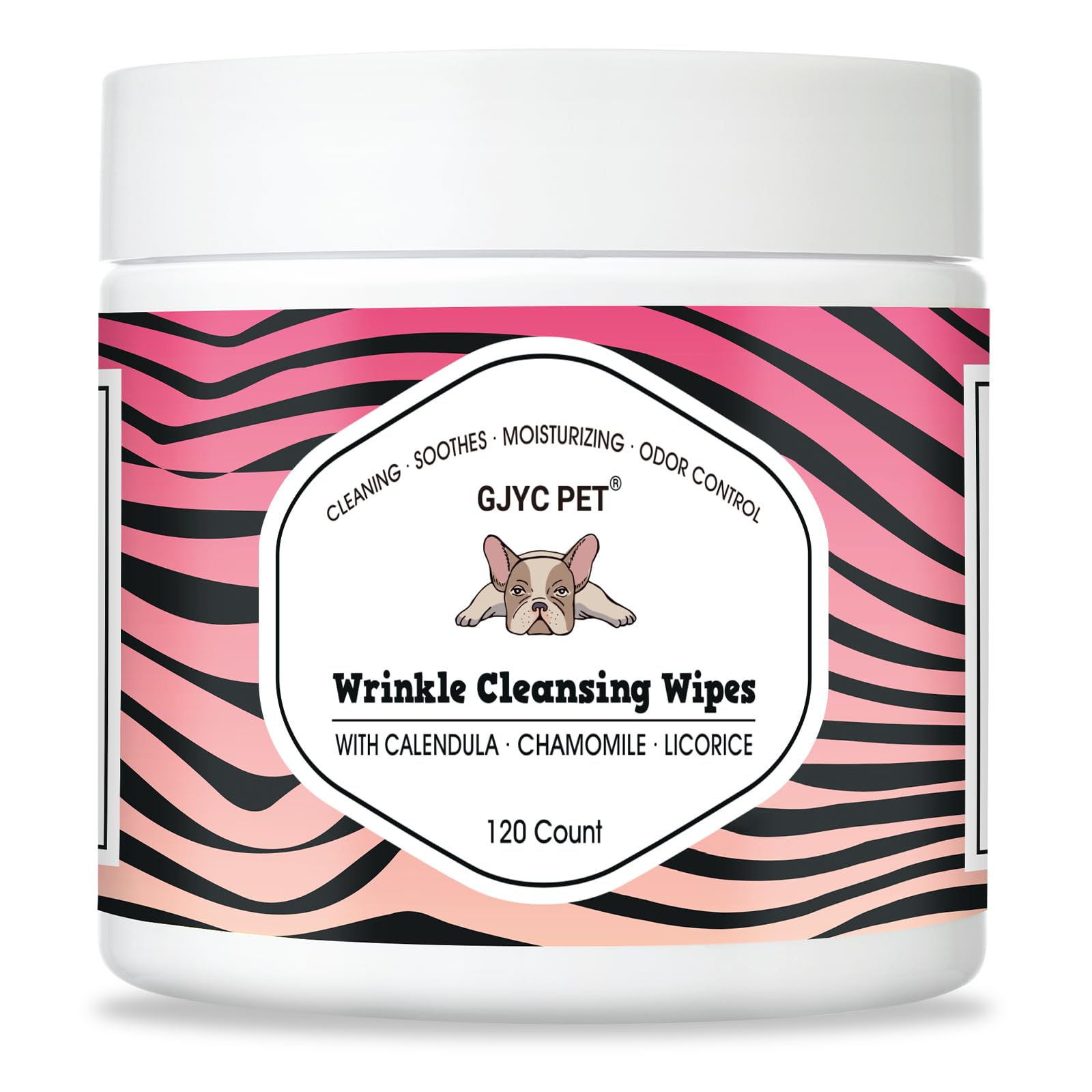 GJYC PET Natural Wrinkle Wipes for Dogs, 120 Count, Hypoallergenic Dog Wipes, Wrinkle Wipes French Bulldog, Cleaning & Deodorizing, Dog Wipes for Grooming Faces,Tear Stain,Paws & Butts