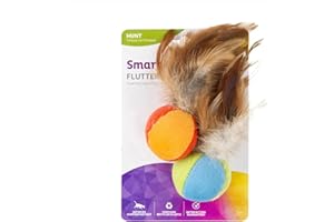SmartyKat Flutter Balls Catnip Plush and Feather Cat Toys, Erratic Motion for Batting & Pouncing Fun for Cats & Kittens, Set of 2