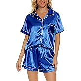VENTELAN Women's Pajama Set Plus Size Super-Soft Short Sleeve Top With Shorts Two-piece Pjs Set
