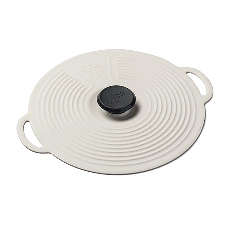 Zeal luftdichter Koch- und Aufbewahrungsdeckel, umweltfreundlich, wiederverwendbar, klassisches Design, Silikon, cremefarben,