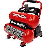 Craftsman 2-Gallon Air Compressor, 1/3 HP Oil-Free Twin Tank, 125 PSI | Lightweight, Home DIY, Tire Inflation, Spray Painting, Oil-free, Low Maintenance, Quiet Operation, 0.5 CFM @ 90PSI