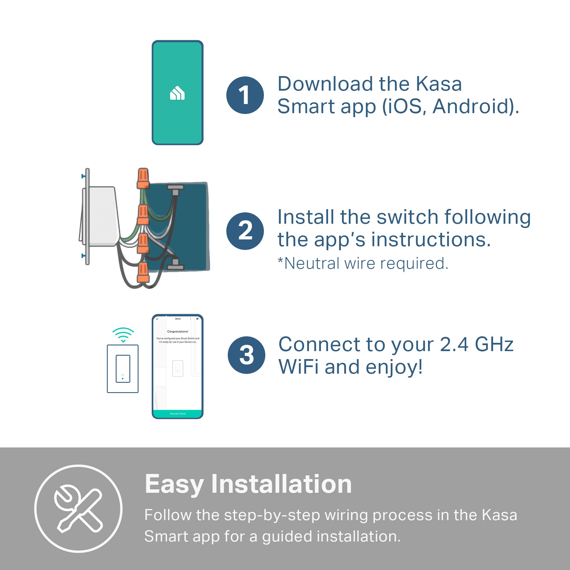 Kasa Smart HS200 Light Switch by TP-Link, Single Pole, Needs Neutral