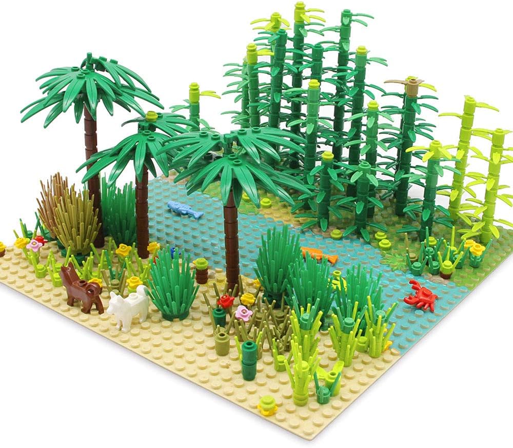Jungle Animals Garden Building Blocks Bricks with 2 Base Plates, Forest Tree Plants Flowers Bush Wildlife Zoo Pack - Image 5