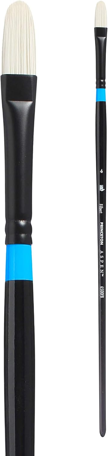 Princeton Aspen, Series 6500, Synthetic Paint Brush for Acrylics and Oils, Filbert, 4