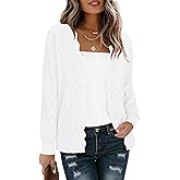 LILBETTER Women's Button Down Cardigan Long Sleeve Casual V-Neck Soft Knit Lightweight Cardigans Sweater