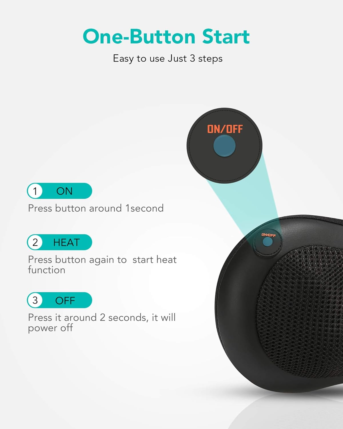 Naipo Neck and Back Massage Pillow Shiatsu Massager with Heat, Deep