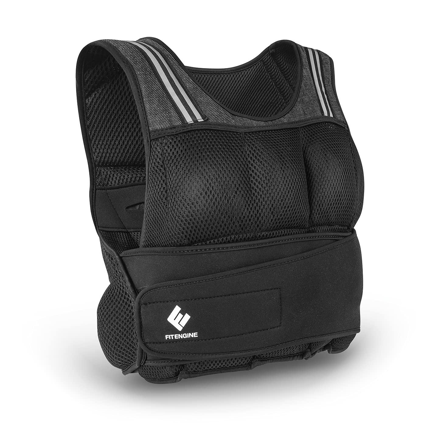 FitEngine Weighted Vest | Removable Weights - up to 10 kg | With 36 540 g Sandbags, Functional Fit | Sweat-Resistant, for Workouts such as Jogging, Push-ups, Pull-ups, Plank Holds etc.