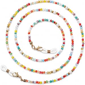 Psiriol Glass Beaded Eyeglass Chains, Stylish Eye Glasses Chain | Sunglass Chain Around Neck Hanger beaded Lanyards Mask Chai