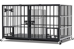 Dosker 54 inch XL Dog Crate for Large Dog/Double Medium Dogs,Heavy Duty Metal Dog Cages,All Metal Open Top Stackable,Dog Kenn