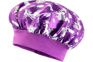 Kids Satin Sleep Bonnet Soft Wide Band Elastic Hair Bonnet for Sleeping Stretch Hair Wrap Floral Solid Printed Night Cap