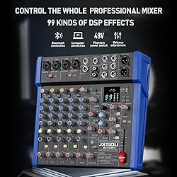 JXSOU Audio Mixer, 10-Channel DJ Mixer Bluetooth