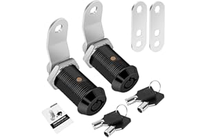 CYLINNDA 2 Pack Cabinet Lock with Keys, 1-1/8" RV Storage Lock Keyed Alike, RV Locks for Storage Door, Camper Cabinet Door Toolbox Lock Mailbox RV Cam Locks with Manual (Black -2 Pack, 1-1/8 Inch)…